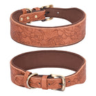 Adjustable Embossed Dogs Soft Leather Collar | PuffyJewel.com